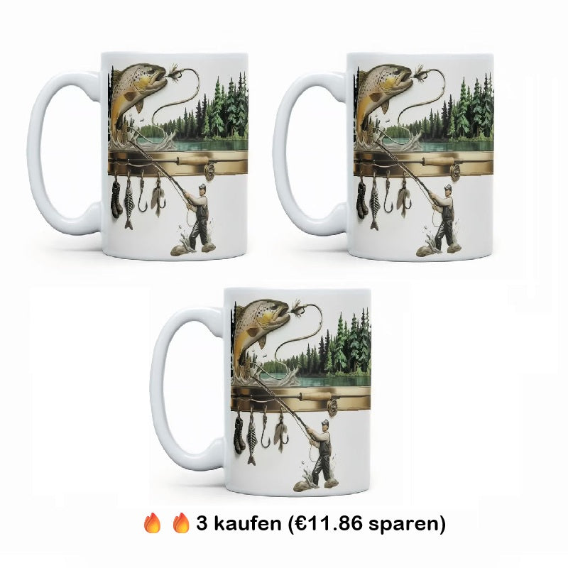 Keramik-Kaffeetasse mit Fischermotiv