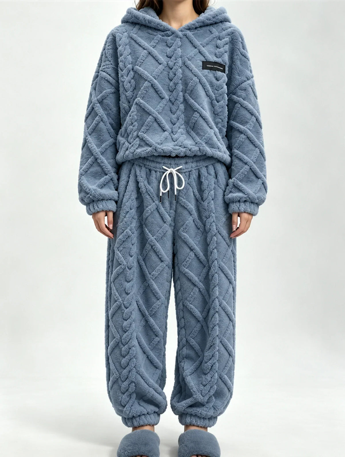 💥 HALF PRICE — HOT SALE! 🍂 3D Embossed Geometric Plush Loungewear Set – Thermal 3D Lock, Cloud-Like Fit ☁️ Warm & Luxurious for Home, Leisure & Dates 🏠 Stay Cozy All Winter 🔥