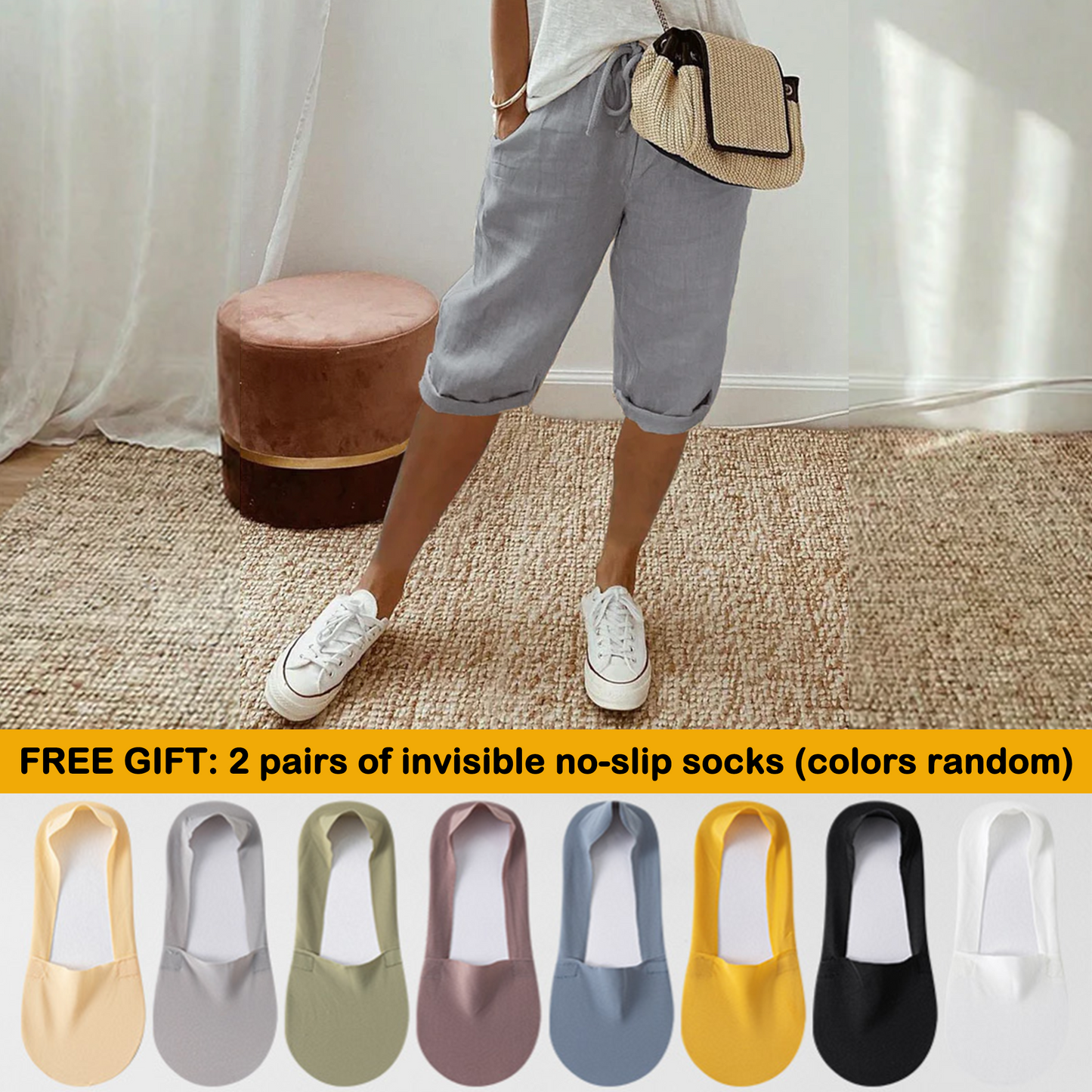 Zeitlich begrenzt: 50% Rabatt + Gratis-Geschenk 🎁 | Caprihose aus Baumwoll-Leinen für nur 29,99€