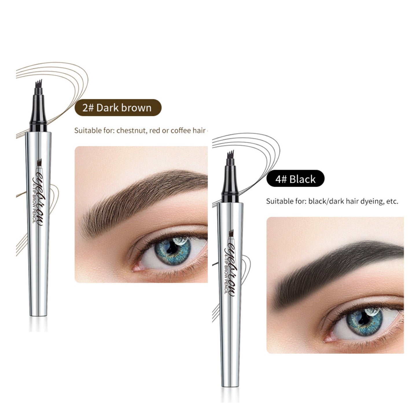 3D-Wasserfester Microblading Augenbrauenstift mit 4-zackiger Spitze