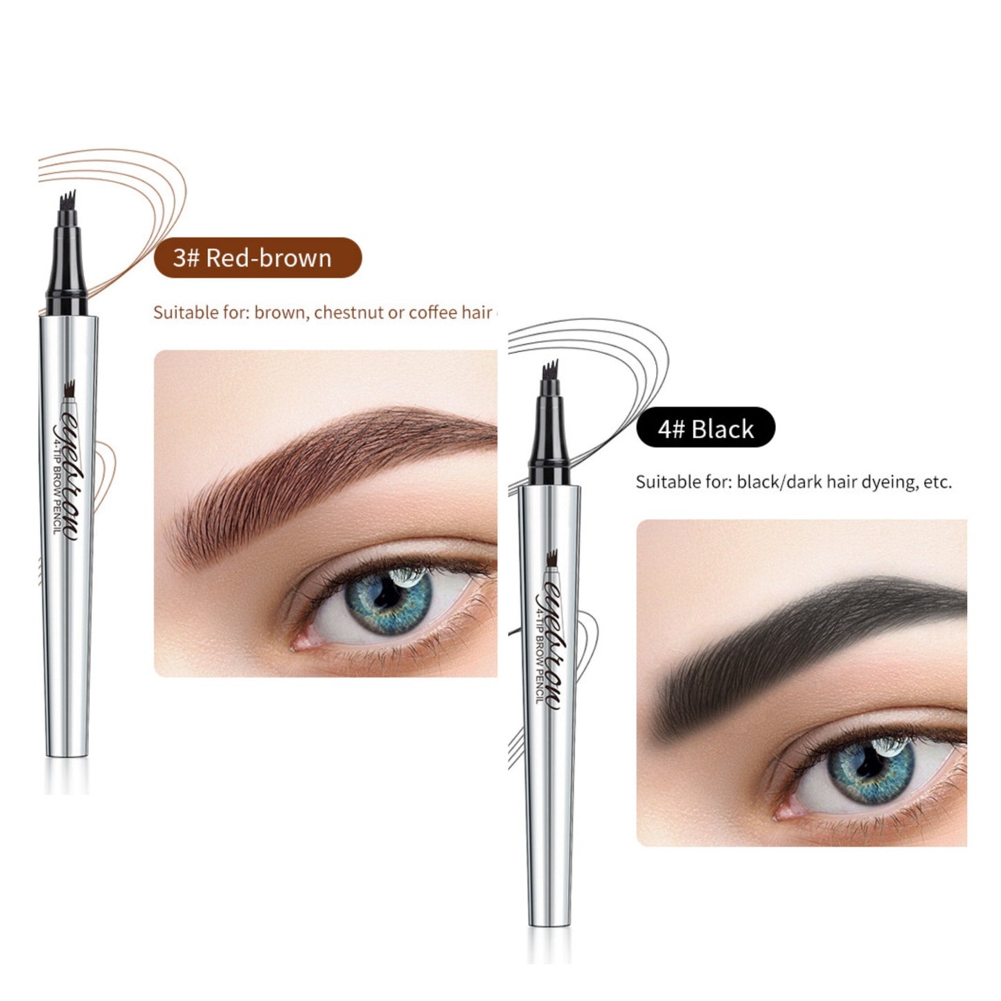 3D-Wasserfester Microblading Augenbrauenstift mit 4-zackiger Spitze