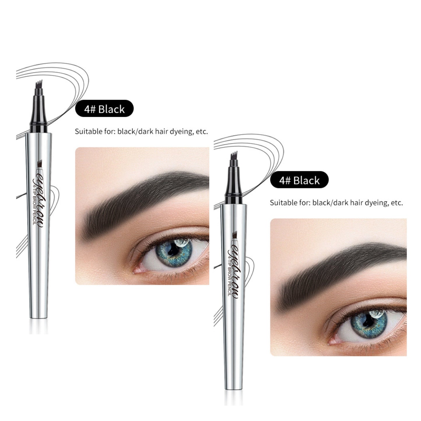 3D-Wasserfester Microblading Augenbrauenstift mit 4-zackiger Spitze