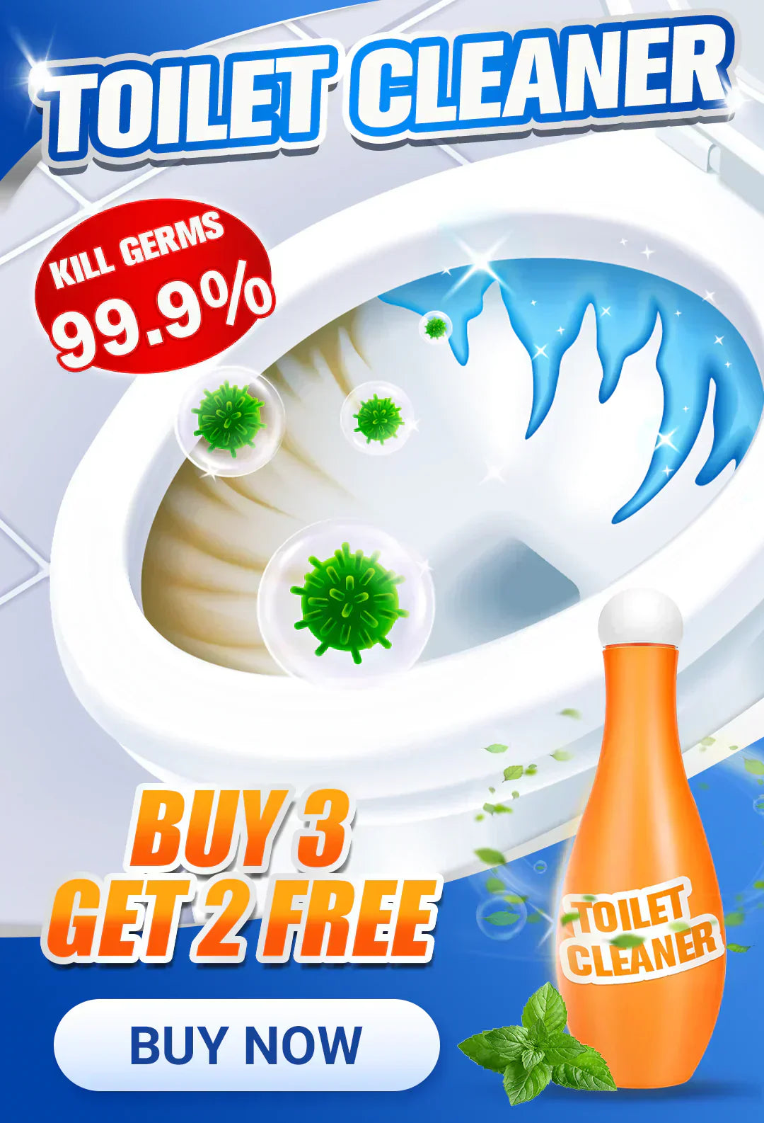 Blaue Blasen Toilettenreiniger – Frische & Hygiene mit jedem Spülen | 2+1 Gratis & 50% Rabatt 🚽