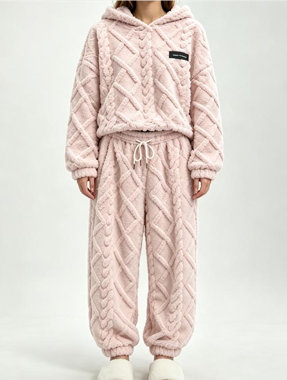 💥 HALF PRICE — HOT SALE! 🍂 3D Embossed Geometric Plush Loungewear Set – Thermal 3D Lock, Cloud-Like Fit ☁️ Warm & Luxurious for Home, Leisure & Dates 🏠 Stay Cozy All Winter 🔥