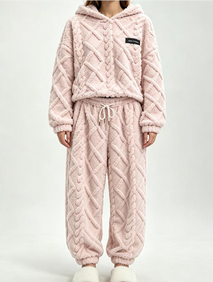 💥 HALF PRICE — HOT SALE! 🍂 3D Embossed Geometric Plush Loungewear Set – Thermal 3D Lock, Cloud-Like Fit ☁️ Warm & Luxurious for Home, Leisure & Dates 🏠 Stay Cozy All Winter 🔥