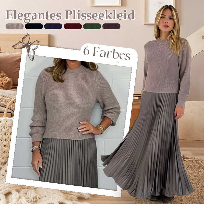 ⚡ Heute halber Preis! 💥Elegante und stilvolle Faltenkleider mit Rundhalsausschnitt für Damen