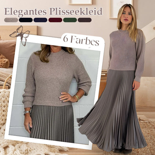⚡ Heute halber Preis! 💥Elegante und stilvolle Faltenkleider mit Rundhalsausschnitt für Damen