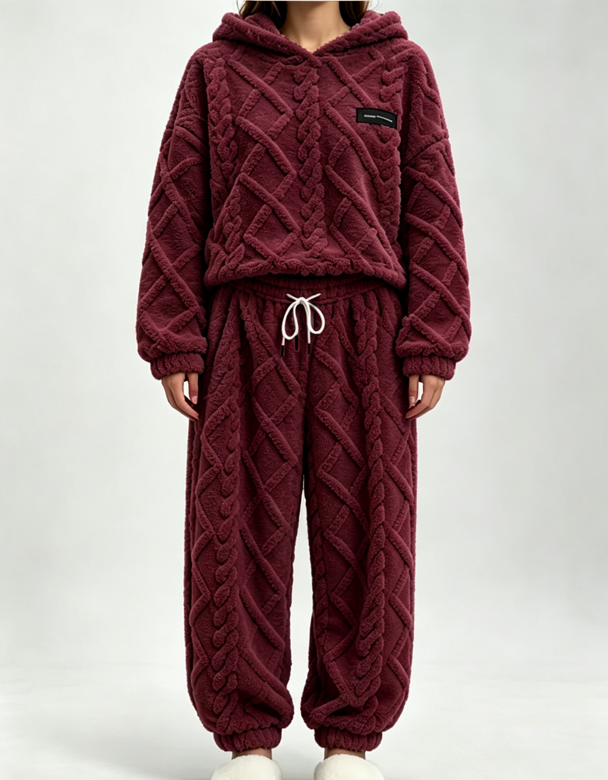 💥 HALF PRICE — HOT SALE! 🍂 3D Embossed Geometric Plush Loungewear Set – Thermal 3D Lock, Cloud-Like Fit ☁️ Warm & Luxurious for Home, Leisure & Dates 🏠 Stay Cozy All Winter 🔥
