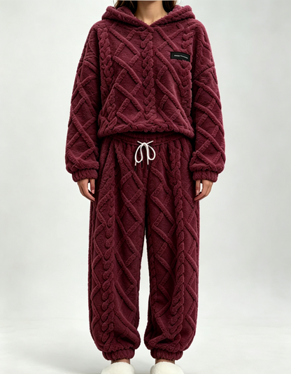 💥 HALF PRICE — HOT SALE! 🍂 3D Embossed Geometric Plush Loungewear Set – Thermal 3D Lock, Cloud-Like Fit ☁️ Warm & Luxurious for Home, Leisure & Dates 🏠 Stay Cozy All Winter 🔥