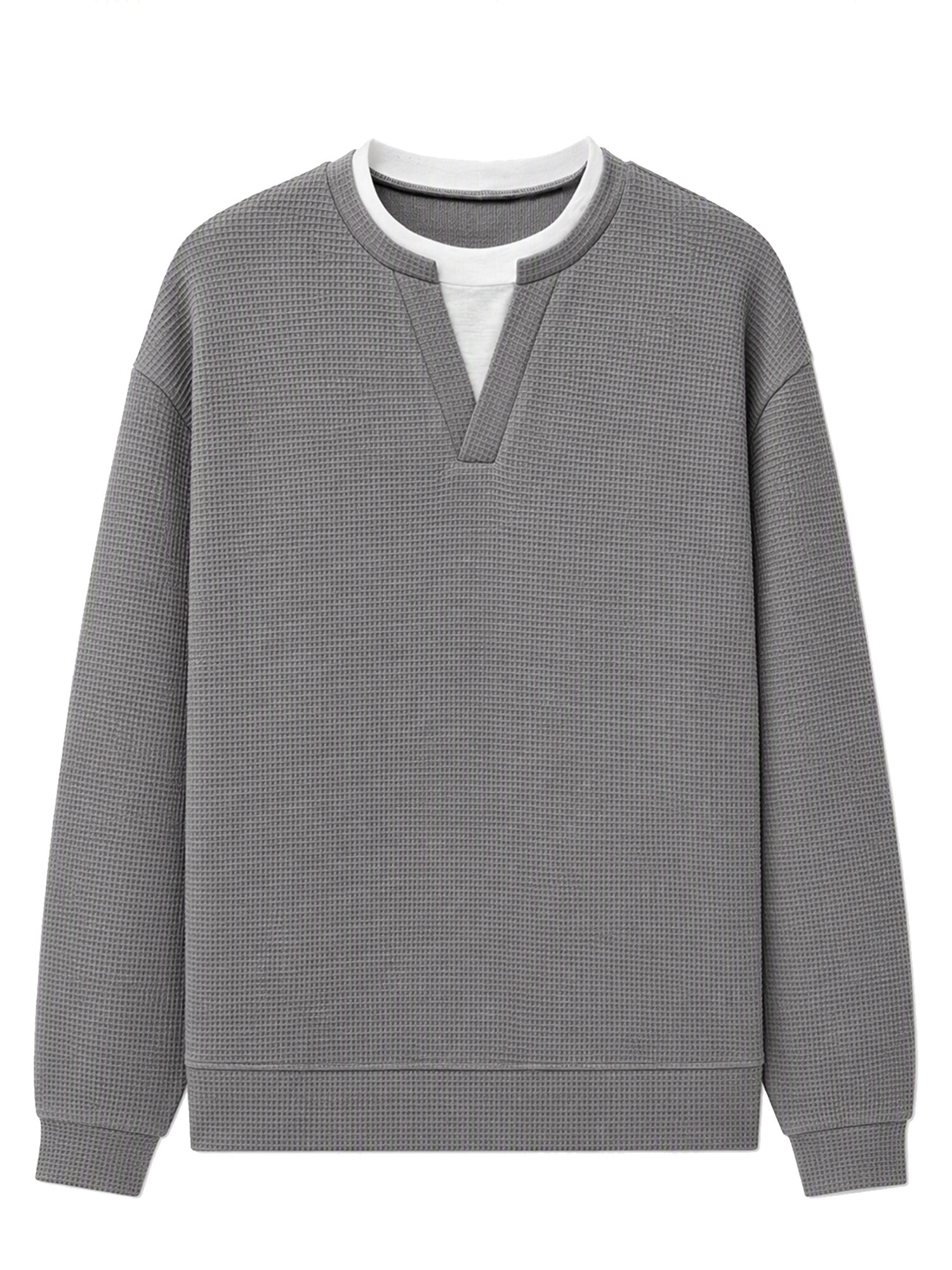 ✨ 50 % RABATT – Herren Waffel-T-Shirt im Layer-Look | Bequemer Alltagsstil mit eleganter Struktur 👚
