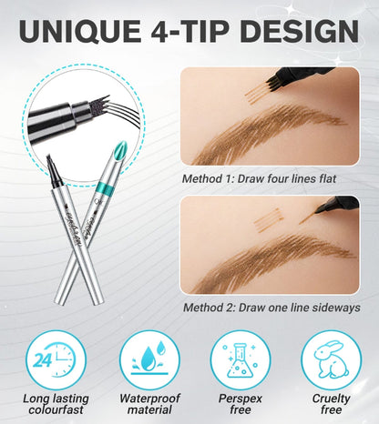 3D-Wasserfester Microblading Augenbrauenstift mit 4-zackiger Spitze