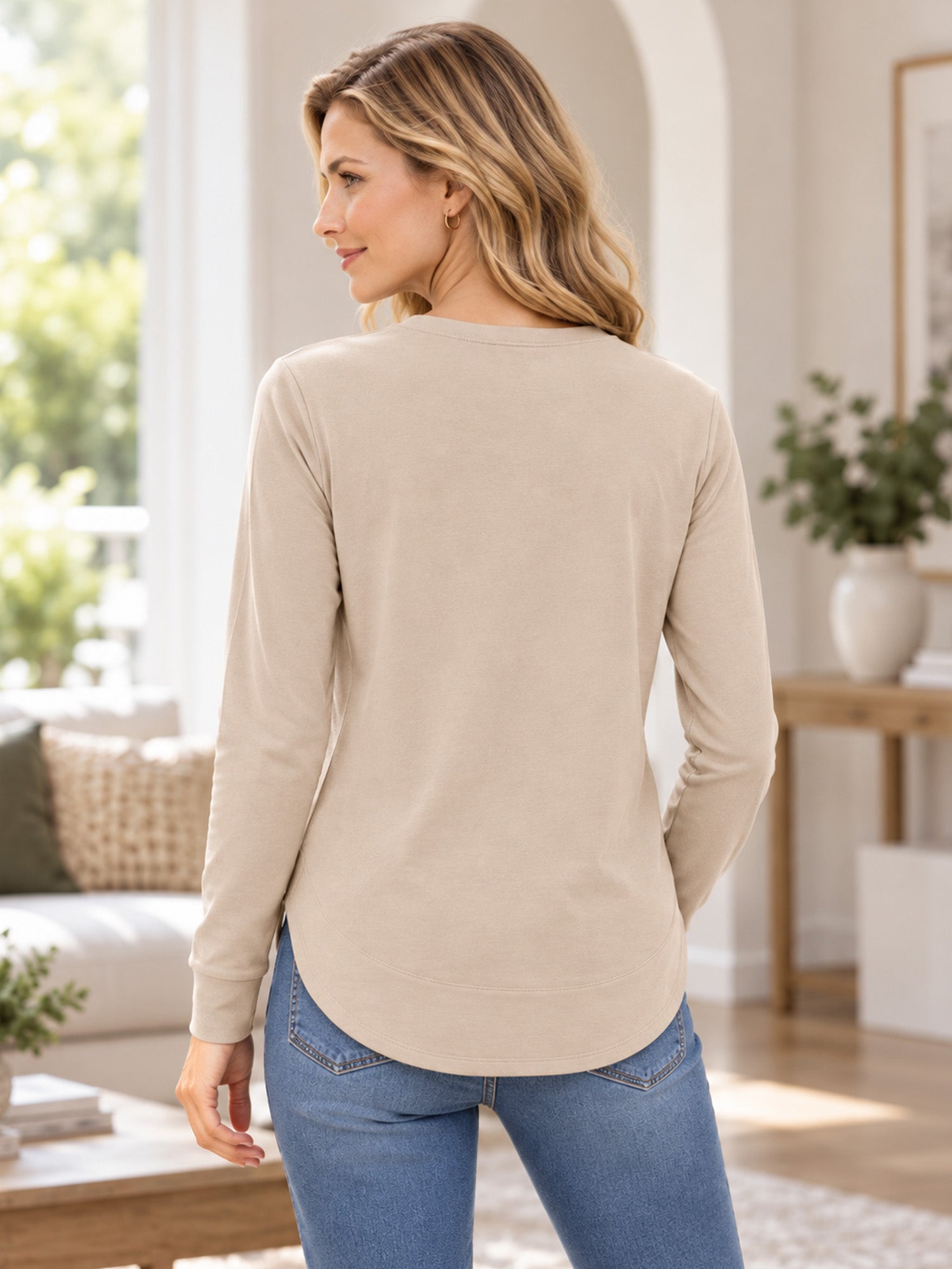 🖤 50% RABATT — BLACK FRIDAY EARLY ACCESS: Elegantes Damen-Longsleeve mit High-Low-Saum 🖤✨