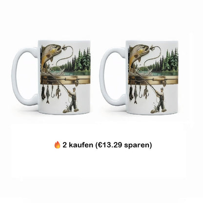 Keramik-Kaffeetasse mit Fischermotiv