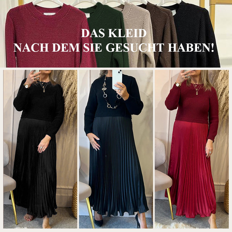 ⚡ Heute halber Preis! 💥Elegante und stilvolle Faltenkleider mit Rundhalsausschnitt für Damen