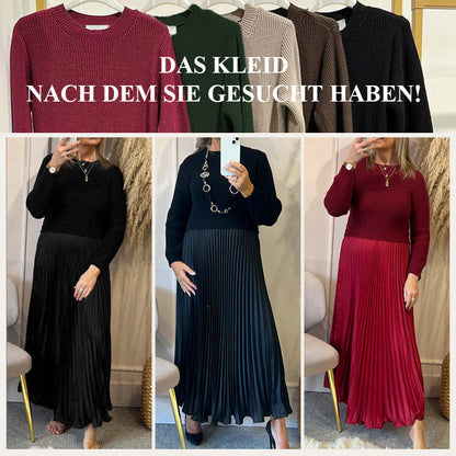 ⚡ Heute halber Preis! 💥Elegante und stilvolle Faltenkleider mit Rundhalsausschnitt für Damen