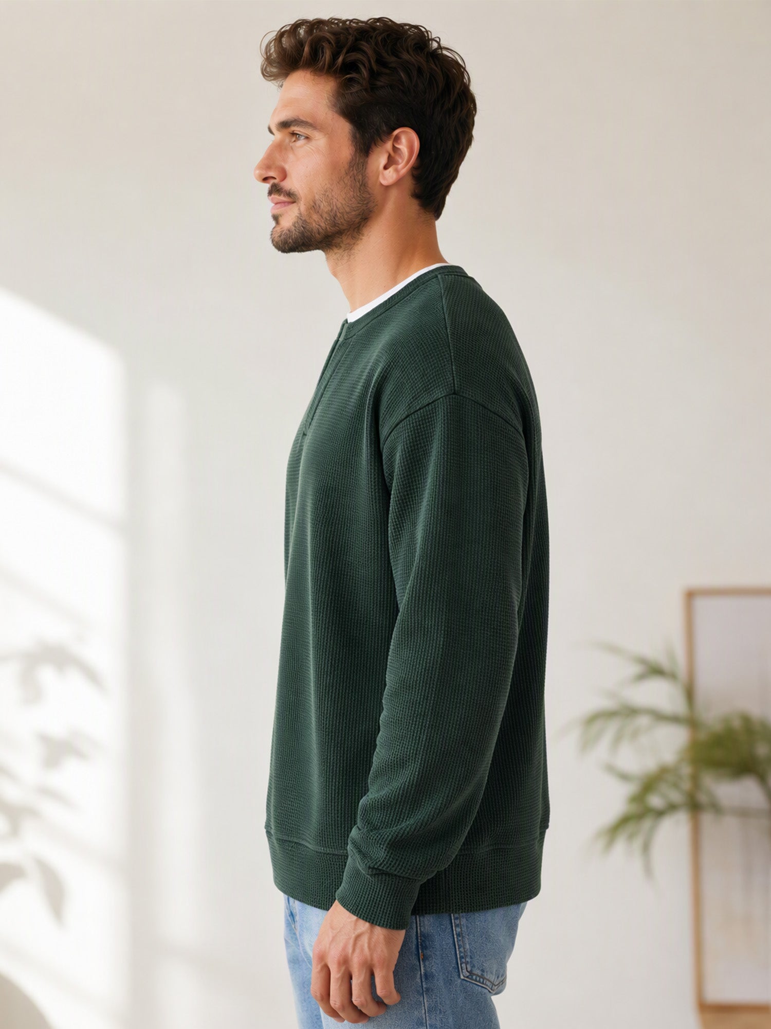 ✨ 50 % RABATT – Herren Waffel-T-Shirt im Layer-Look | Bequemer Alltagsstil mit eleganter Struktur 👚