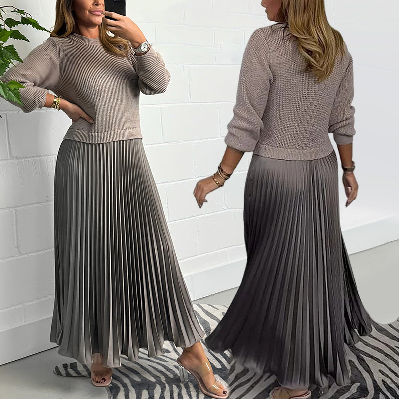 ⚡ Heute halber Preis! 💥Elegante und stilvolle Faltenkleider mit Rundhalsausschnitt für Damen