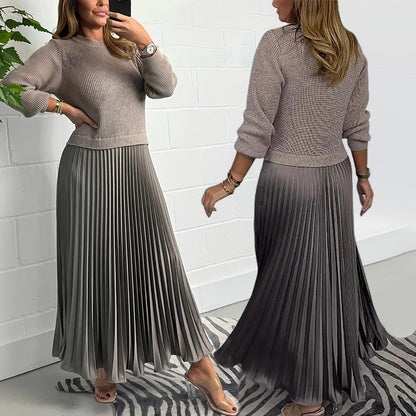 ⚡ Heute halber Preis! 💥Elegante und stilvolle Faltenkleider mit Rundhalsausschnitt für Damen