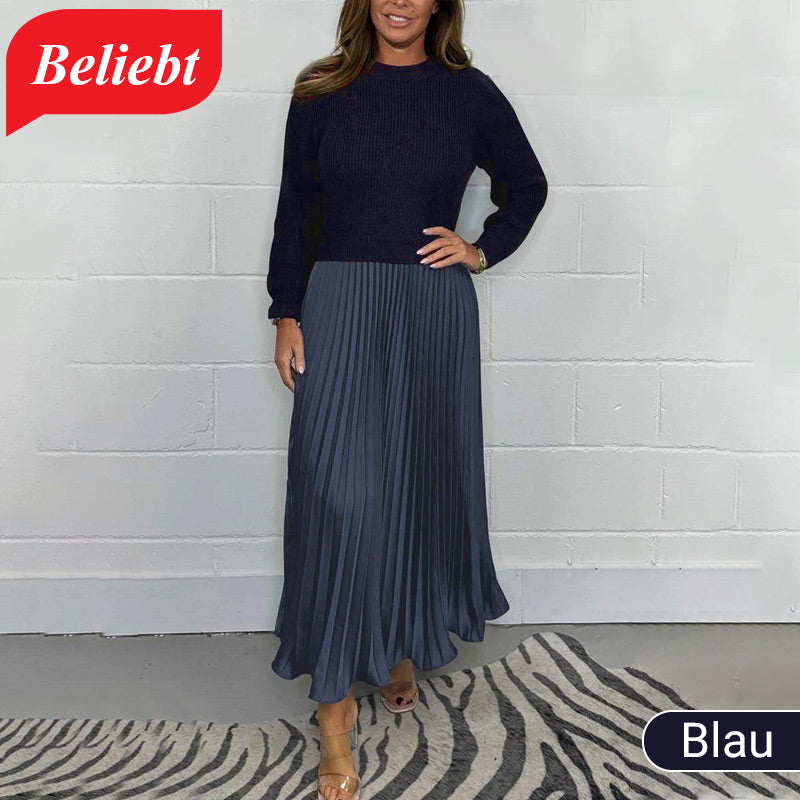 ⚡ Heute halber Preis! 💥Elegante und stilvolle Faltenkleider mit Rundhalsausschnitt für Damen