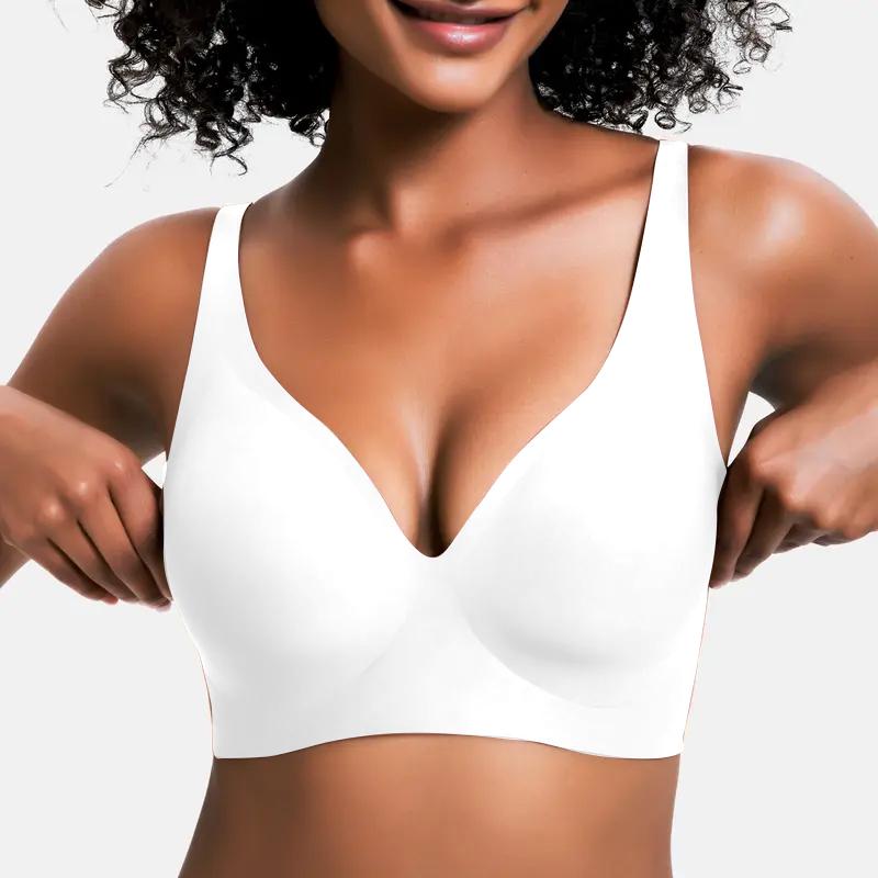 💕 Nahtloser, kabelloser Push-up-BH für Damen – Tiefes V