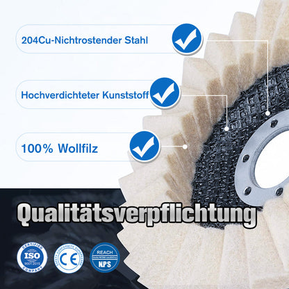 📢📢Kaufen 1 und 1 gratis🧽✨ Wollpolierscheibe für Winkelschchleifer – Hochglanz-Spiegelfinish! 🚀⚡