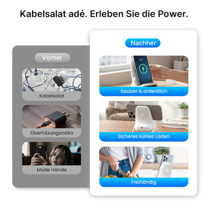 Der magnetische 2-in-1-Kabellose Ladestand – ablegen, sofort laden, aufnehmen, sofort nutzen