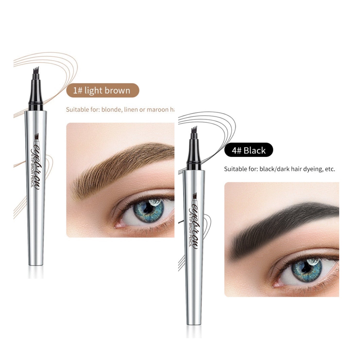 3D-Wasserfester Microblading Augenbrauenstift mit 4-zackiger Spitze
