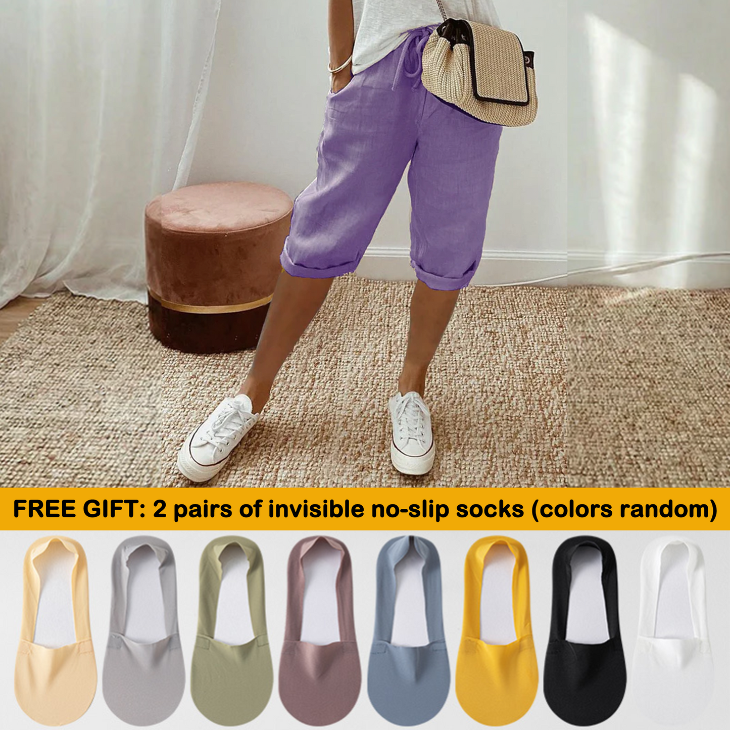 Zeitlich begrenzt: 50% Rabatt + Gratis-Geschenk 🎁 | Caprihose aus Baumwoll-Leinen für nur 29,99€