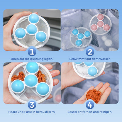 🧼 60% RABATT BEFRISTETES ANGEBOT! ✨ Schwimmender Filterbeutel-Waschball für Waschmaschinen - Fängt Haare & Flusen mit Einfacher Reinigung für Badewanne, Waschbecken & Waschmaschine 🐾📦