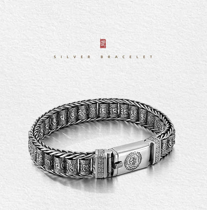 ⏳Nur für kurze Zeit 50 % Rabatt⏰Tibetisches Gebetsmühlen-Armband – 925er Sterlingsilber, Glücksbringer & Valentinstagsgeschenk⛓️