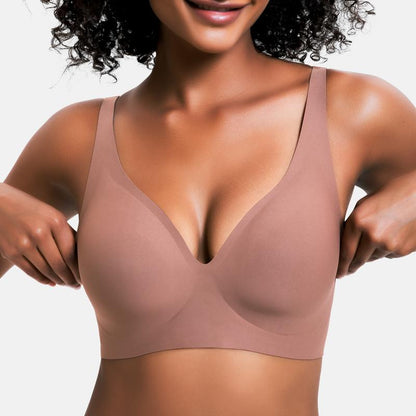 💕 Nahtloser, kabelloser Push-up-BH für Damen – Tiefes V