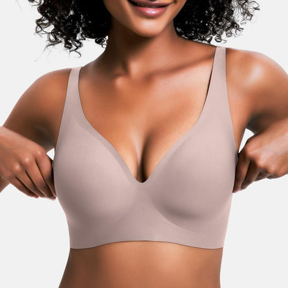 💕 Nahtloser, kabelloser Push-up-BH für Damen – Tiefes V