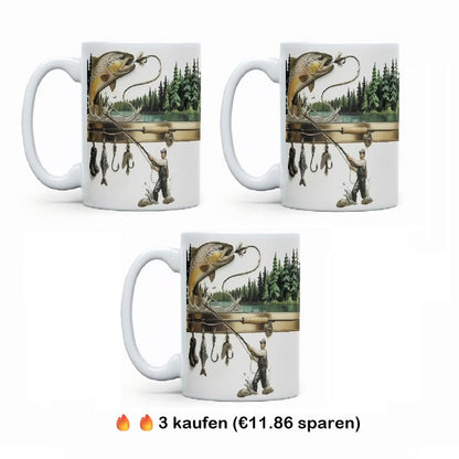 Keramik-Kaffeetasse mit Fischermotiv