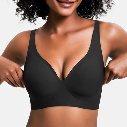 💕 Nahtloser, kabelloser Push-up-BH für Damen – Tiefes V