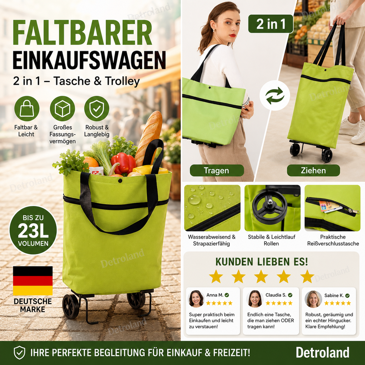 🛒 50% RABATT! 👜 Faltbare 2‑in‑1 Einkaufstasche – Platzsparend & vielseitig ✨