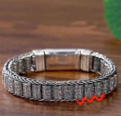 ⏳Nur für kurze Zeit 50 % Rabatt⏰Tibetisches Gebetsmühlen-Armband – 925er Sterlingsilber, Glücksbringer & Valentinstagsgeschenk⛓️