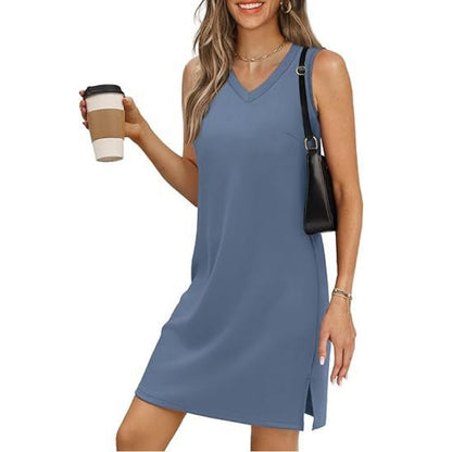 Architektonische Eleganz trifft Alltagstauglichkeit-Trägerkleid im Mini-Look mit V-Ausschnitt für Damen