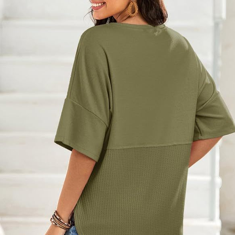 Lässiges Button-Down-Oberteil aus Waffelstrick