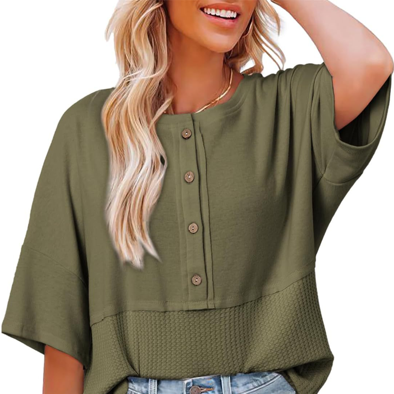 Lässiges Button-Down-Oberteil aus Waffelstrick