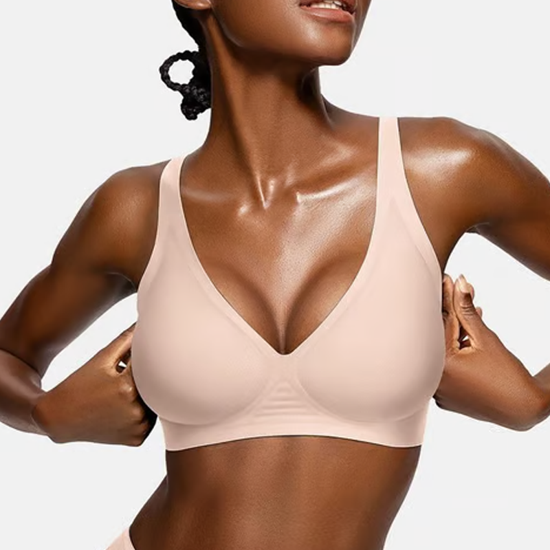 💕 Nahtloser, kabelloser Push-up-BH für Damen – Tiefes V