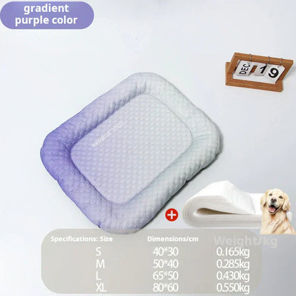 Kühlmatte für Hunde und Katzen – „Ice Silk“ Sommer-Kühlbettdecke in Farbverläufen, atmungsaktives, weiches Schlafkissen für Innenböden, Sofas und Autofahrten, waschbar, in verschiedenen Größen erhältlich