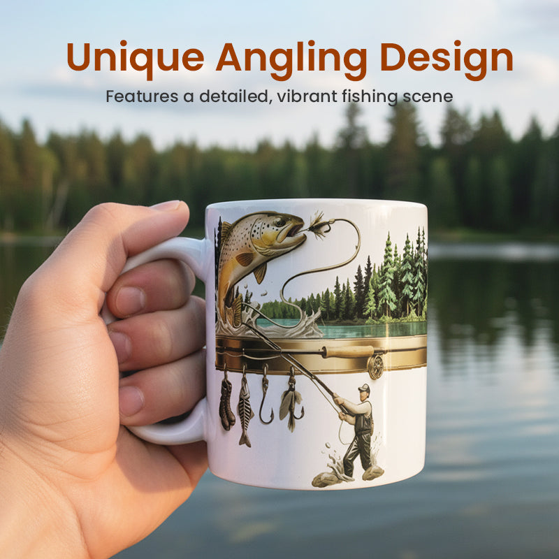 Keramik-Kaffeetasse mit Fischermotiv