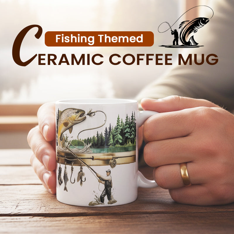 Keramik-Kaffeetasse mit Fischermotiv