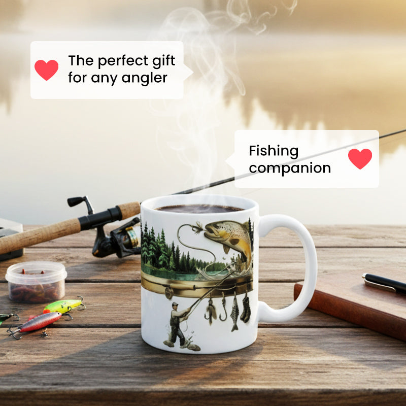 Keramik-Kaffeetasse mit Fischermotiv