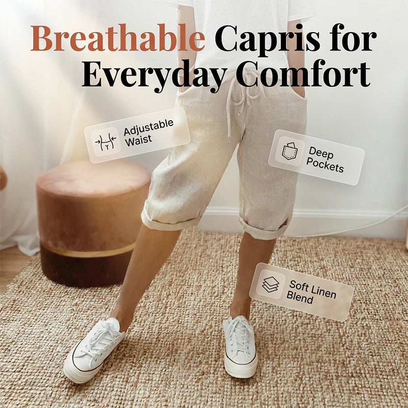 Zeitlich begrenzt: 50% Rabatt + Gratis-Geschenk 🎁 | Caprihose aus Baumwoll-Leinen für nur 29,99€