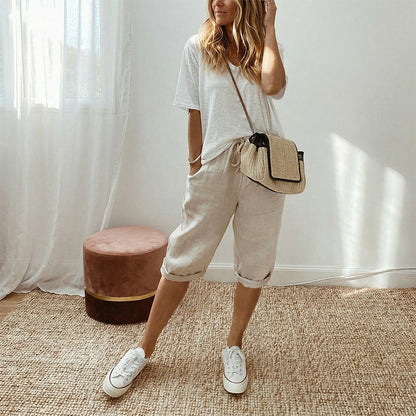 Zeitlich begrenzt: 50% Rabatt + Gratis-Geschenk 🎁 | Caprihose aus Baumwoll-Leinen für nur 29,99€