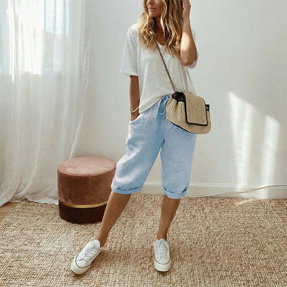 Zeitlich begrenzt: 50% Rabatt + Gratis-Geschenk 🎁 | Caprihose aus Baumwoll-Leinen für nur 29,99€