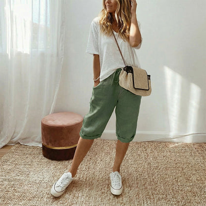 Zeitlich begrenzt: 50% Rabatt + Gratis-Geschenk 🎁 | Caprihose aus Baumwoll-Leinen für nur 29,99€