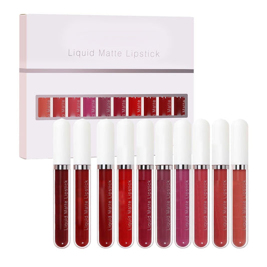 💄 10-teiliges Liquid Matte Lipgloss-Set | Wasserfest & Kussfest (50% Rabatt)