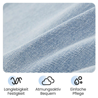 👖 NUR FÜR BEGRENZTE ZEIT: 50 % RABATT! ✨ Damen-Jeanskleid mit freien Schultern – V-Ausschnitt, fließend, Boho-Stil 🌼